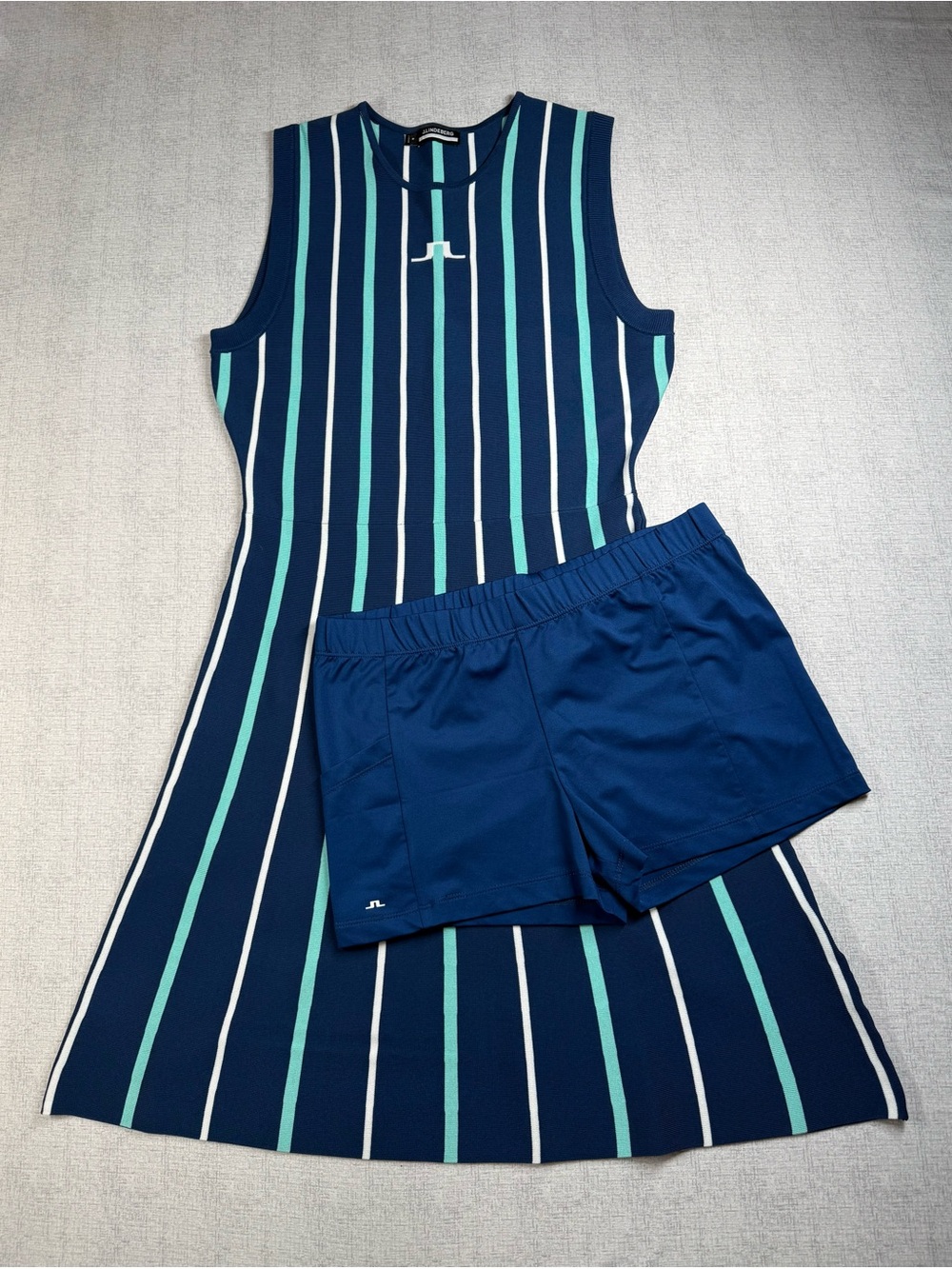 J. Lindeberg Women's Kijana Knitted Sleeveless Dress with Navy Sports Shorts